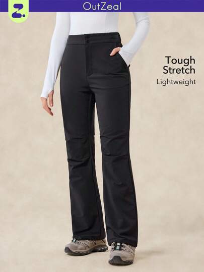 OutZeal Kvinnors utomhusbyxor svarta camping, vandring, vattenavvisande, stretchiga, smala, utsvängda ben med fickor