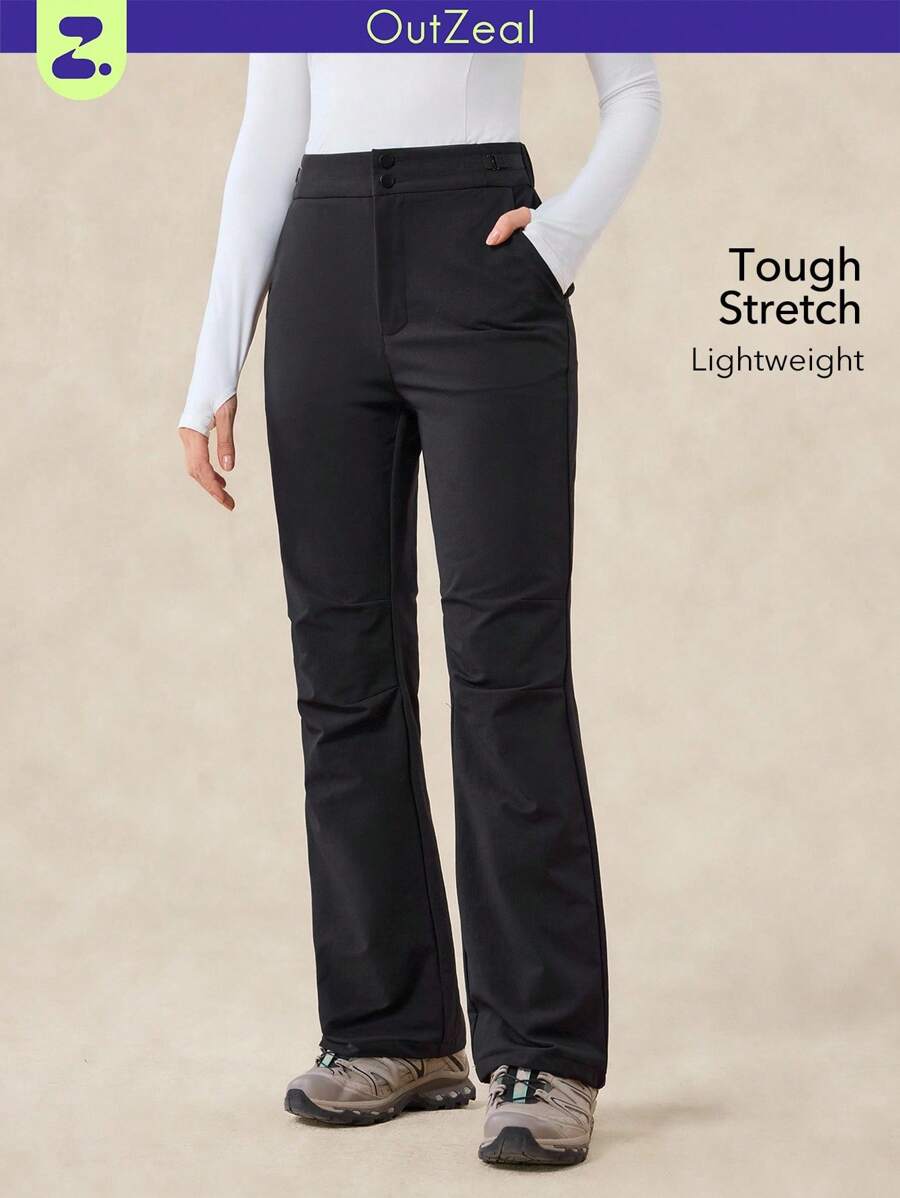 OutZeal Women Outdoor Black Pants Camping Hiking Water-Resistant Stretch Slim-Fit Flared Leg With Pockets - Black - View 1