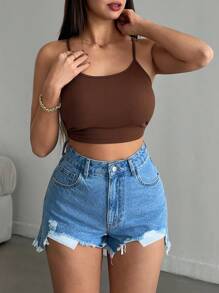 EURMUSE Mini High Waist Distressed Side Slit Summer Denim Short Women Summer Clothing Woman S Summer Clothes Women S Bottoms Women Short Set - Light Wash - View 3