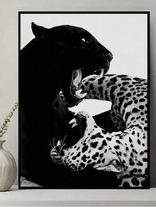 1 件豹纹墙饰 - 黑白复古动物摄影帆布印刷品无框时尚装饰适用于卧室客厅办公室咖啡厅 - 彩色 - 查看 1