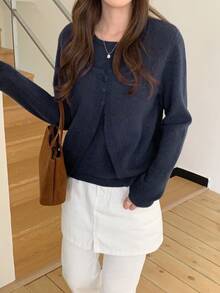 DAZY 女士纯色优雅长袖韩版毛衣秋冬