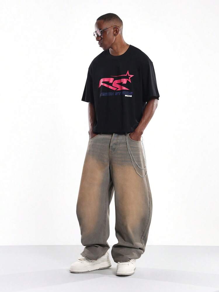 Boxy Fit Graphic Tee With Retro Logo Design