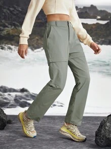 In My Nature 女士可拆卸两部分户外徒步裤，适合露营、徒步旅行、通勤 - 灰卡其色 - 查看 6