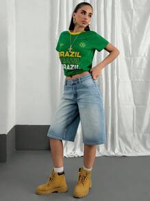 EURMUSE Summer Casual Washed Low Waist Denim Shorts - Light Wash - View 4