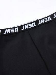 JNSQ 2 Stück/Set Jungen Herbst/Winter Sportoutfit, Slim Fit Langarm T-Shirt kombiniert mit Slim Fit Leggings, geeignet für den täglichen Gebrauch, Outdoor-Aktivitäten, Urlaub, Streetwear, Party und Lässig - Schwarz - Übersicht 6