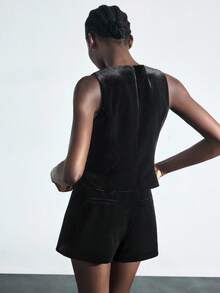 Maija Women's Elegant Commuter Vest & Skirt Suit Set,Party Outfit - Black - View 3