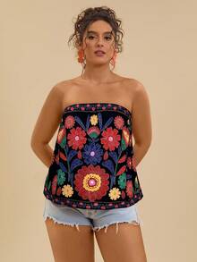Travachic Plus Size Women Casual Strapless Top, Suitable For Summer Holiday