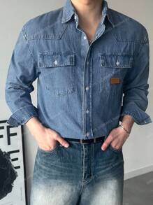 DAZY Men's Autumn Washed Blue Denim Jacket - Blue - View 5