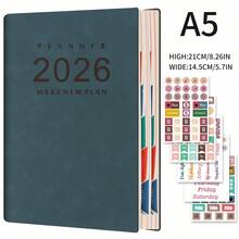 SHEIN 2026 A5 Grand Standard Plan Calendar Planning ,Comes With Stickers,High Quality PU Leather (January December) Daily, Weekly, And Monthly Agendas, 100g Of Paper, 365 Day To-Do List, Planner's Selection, Perfect Gift!, School Supplies,Back To School - A5 - View 7