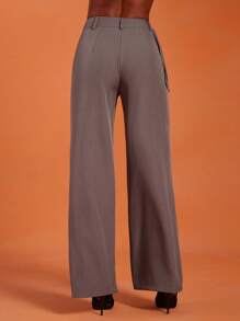 NYA SZN Pantaloni con vita alta, gamba dritta, con tasche e fibbia, adatti per l'ufficio, il lavoro, il casual quotidiano, la chiesa, lo stile grunge, Ibiza e le vacanze per le donne - Grigio - Visualizzare 3