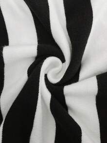 SHEIN 孕妇条纹圆领无袖休闲针织上衣 - 黑與白 - 查看 7