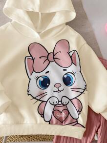 女婴可爱卡通图案连帽卫衣和松紧腰裤套装，秋冬秋季服装 - 彩色 - 查看 3