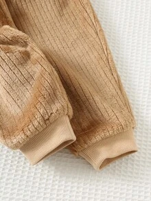 Cozy Pixies 2 件套男婴卡通熊图案针织柔软圆领长袖套头衫和松紧腰裤套装 - 彩色 - 查看 5