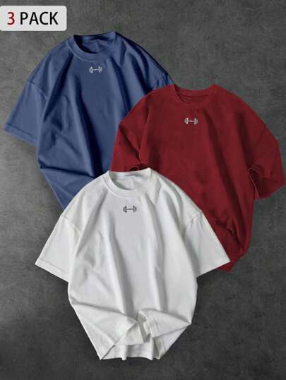 Manfinity Sport Corelite 男士杠铃印花宽松圆领短袖运动T恤