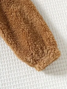 2 件女婴可爱羊毛保暖长袖字母印花连帽衫运动衫和针织打底裤套装，秋冬 - 彩色 - 查看 6