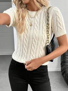 EMERY ROSE 潮流博主灵感扭绳装饰圆领毛衣，时尚设计，百搭，秋冬