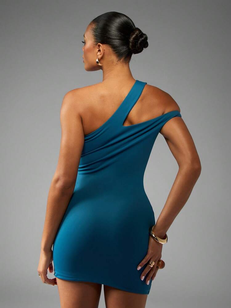 MISSGUIDED Asymmetric One Shoulder Mini Dress Bodycon Form Fitting Party Club Night Out Holiday Vacation Summer Spring Fashion Statement Dress Evening Special Occasion