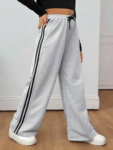 SHEIN Sparklyn Girls' Casual All-Match Versatile Sports Commuting School Back-To-School Daily Home Loose Sweatpants Fall Winter