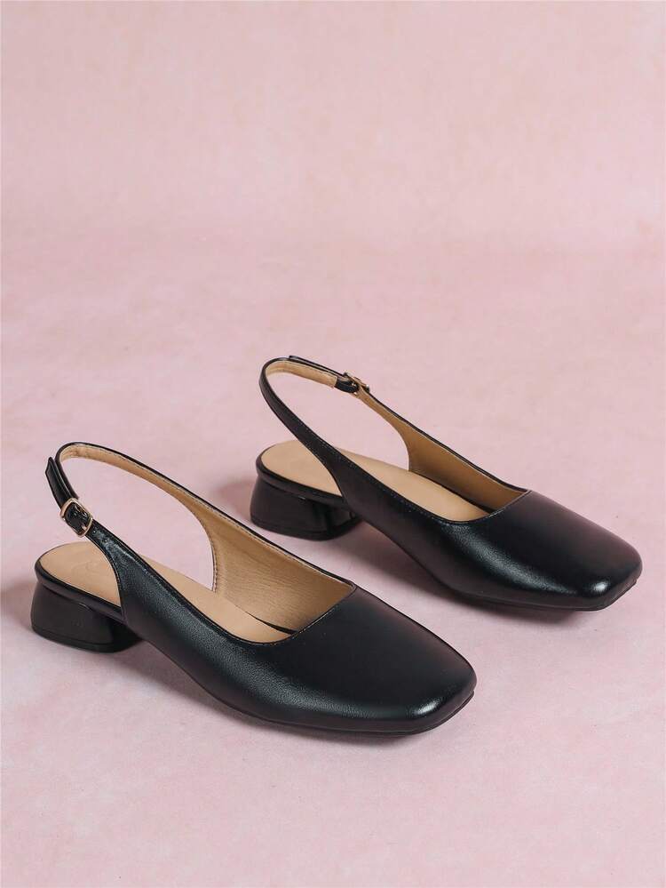 CUCCOO CURVES Bailarinas de tacón bajo cuadrado cómodas y clásicas de color negro con ajuste ancho, adecuadas para ir al trabajo, citas, reuniones, fiestas y diversas ocasiones