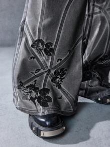 ROMWE MEN Street Life Quần Jeans Ống Rộng Dáng Rộng Thường Ngày Cho Nam - Xám - Xem 2