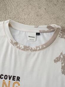 Discovery X SHEIN Men's Letter & Mountain Graphic Round Neck Short Sleeve T-Shirt