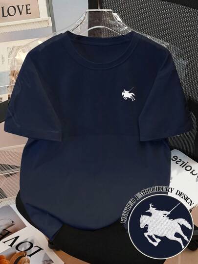 SHEIN 女式加大码宽松白色刺绣T恤