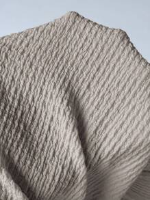 Flirla Textured Fabric Pleated Halter Neck Loose Wide Leg Pants Set - Grey - View 4