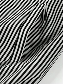 STYNVO 男士长袖休闲条纹夹克，秋季款 - 黑與白 - 查看 6