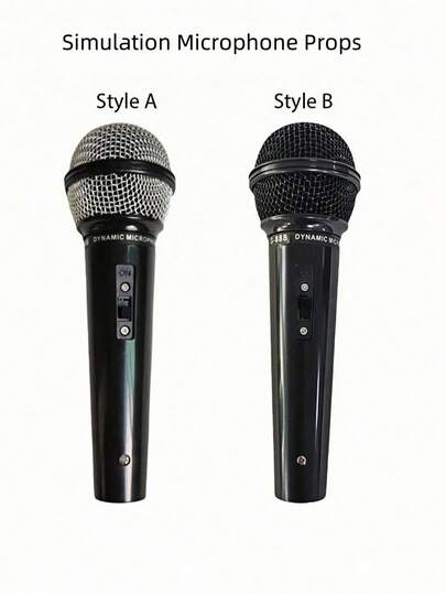 Microphone Prop - Fake Simulation Microphone Model For Home Bar Decor, Party Supplies, Photography Props, Karaoke Ornaments, Stage Decorations, Wedding & Birthday Party Favors, DJ Accessories, Shiny Mic Toy