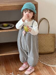 DAZY Baby Girl Casual Cute Fresh Plaid Jumpsuit Fall, Winter