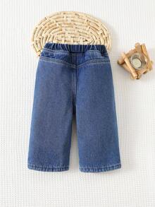 Cozy Pixies Baby Girl Bow Decor Elastic Waist Casual Pants, Versatile & Comfortable Fall Winter - Blue - View 2