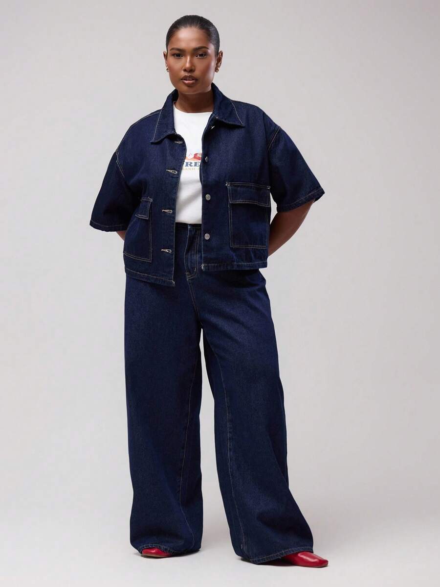 MUSERA Plus Size Denim Dark-Wash Jeans Only Cute Summer Holiday Elegant ...