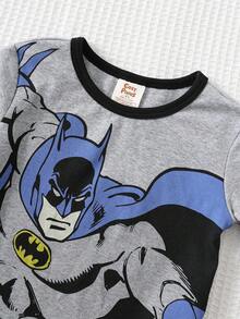 Young Boy Cartoon Pattern Knit Soft Crew Neck Long Sleeve Top And Elastic Waist Long Pants 2 Pieces Snug Fit Pajama Set Fall Winter - Multicolor - View 5