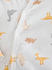 Dozemod 儿童新生儿男童卡通恐龙印花圆领长袖前按扣柔软舒适连体衣 - 彩色 - 查看 7