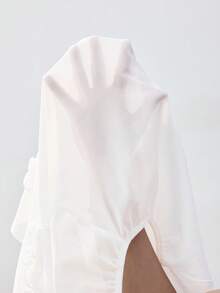 Maija Casual Elegant V-Neck Loose Ruffle Flare Sleeve White Blouse, Suitable For Spring, Summer Vacation, Music Festival, Party, Vacation - White - View 9