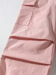 少女时尚街头风V领宽松印花休闲裤套装，适合日常穿着 - 淺粉色 - 查看 5
