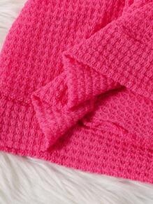 青少年女孩休闲花卉印花针织开衫夹克，秋季、假日、夏季、旅行 - 玫紅色 - 查看 5