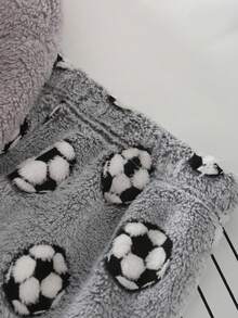 Genkimix Kids Oversized Boys' Sleepwear Set, Comfortable Loose Fit With Plush Fabric, Round Neck Shirt With Large Soccer Embroidery, Plush Pants With All-Over Soccer Pattern, Casual Homewear Pajama Set Boys Football Pajamas Boys Soccer Lounge Set Boys 2 Piece Pajama Set Boys Fleece Pajamas Boys Sleepwear Set 8Y-12Y Fall Winter - Grey - View 7