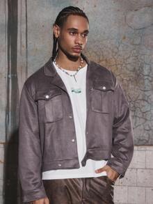 PAVTROS جاكيت رجالية قصيرة من Manfinity Streetrush بياقة منحرفة وإبزيم معدني على شكل سيف، جاكيت شارع رجالية، جاكيت قصيرة رجالية، جاكيت شارع رجالية Y2k، جاكيت قصيرة رجالية، جاكيت شارع، سترات للرجال، خريف