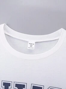 SHEIN 2pcs/Set Teen Boys' Casual Short Sleeve T-Shirt And Shorts Set, Street Punk Rock Style For Daily Wear, Party, Music Festival, Suitable For Spring/Summer