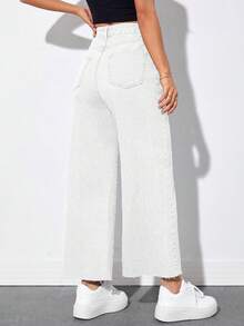 EMERY ROSE Women's Straight Loose Casual Jeans With Pockets - White - View 2
