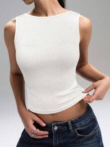 LYSMO 2025年新款女式时尚性感露背亮片派对白色背心