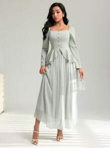 Modelyn Olive Green Commuter Chic Long Sleeve Collared Waist Cinched 2 Pieces Set Fall Cloth For Women