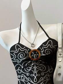 SHEIN EZwear Y2K GRUNGE 风格休闲简约可爱图案手绘印花女式吊带背心 - 彩色 - 查看 5