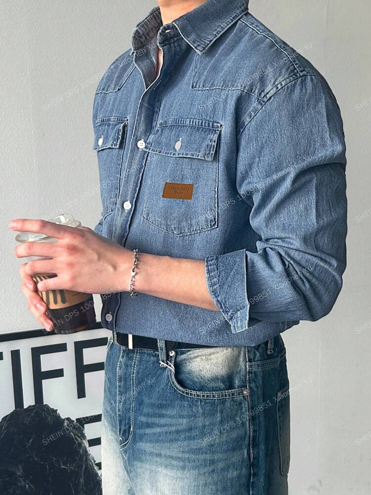 Men's Autumn Washed Blue Denim Jacket