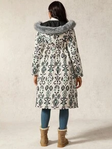 Boho Mama 孕妇简约印花多功能长袖三合一夹克 - 黑色 - 查看 2