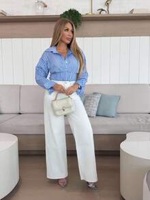 Cioccolato 女式純色日常牛仔褲 - 白色 - 查看 6