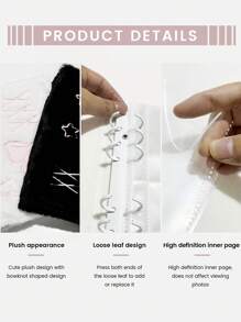 Original Ballet Style Bow Plush A6 Card Album Loose Leaf Inner Page Small Card Star Chasing Storage Card Album Back To School