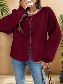 EURMUSE 女士休闲宽松系带长袖开衫，适合日常穿着