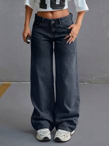 EURMUSE LOW WAIST DOUBLE POCKET BLUE JEANS WOMAN - Black - View 6